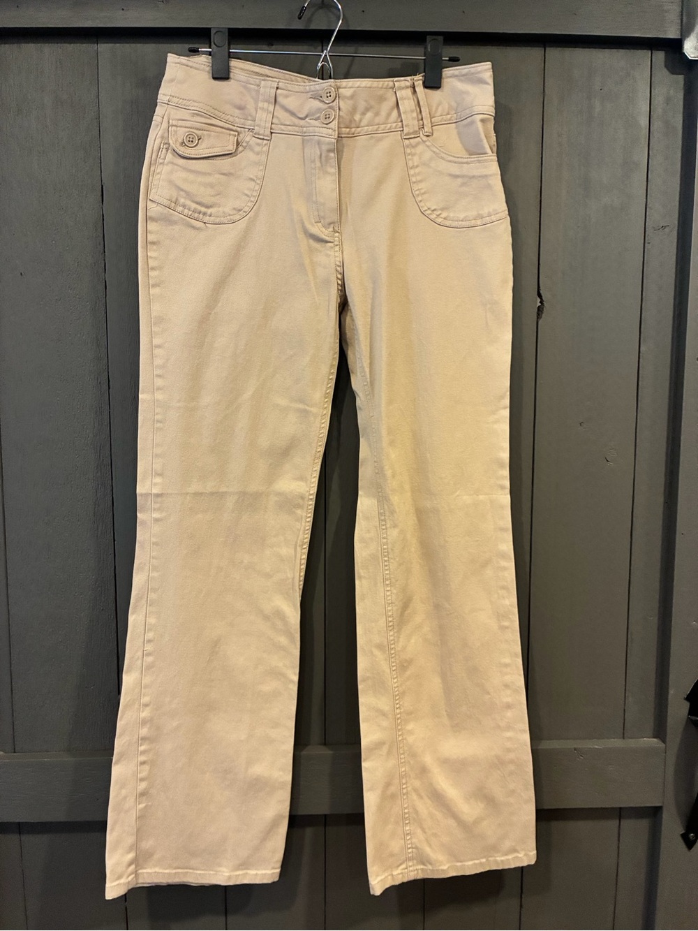 Khaki Y2K Wide-Leg Women's Jeans - Classic Flare Style